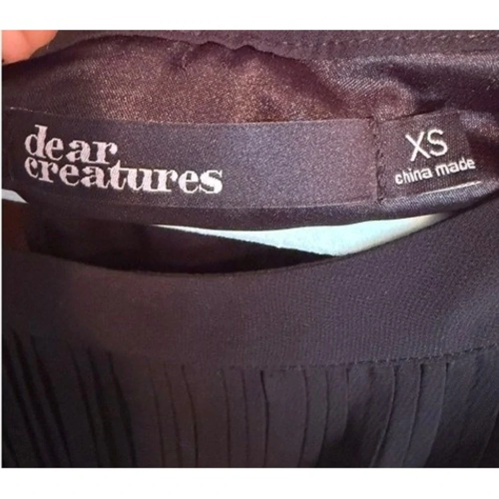 Dear Creatures Black Accordion Pleat Chiffon Mini Dress 3/4 Sleeve XS - Picture 8 of 9